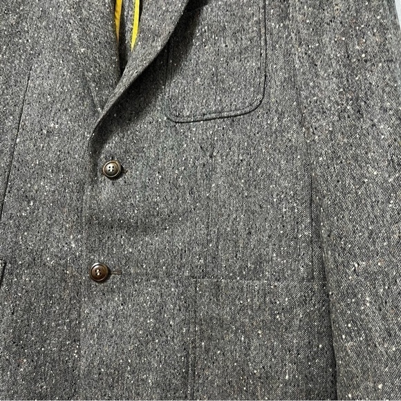 CIRCLE OF GENTLEMEN 100% Virgin Wool Grey Blazer Brown Suede Elbow Patch Size 50 - Picture 4 of 13